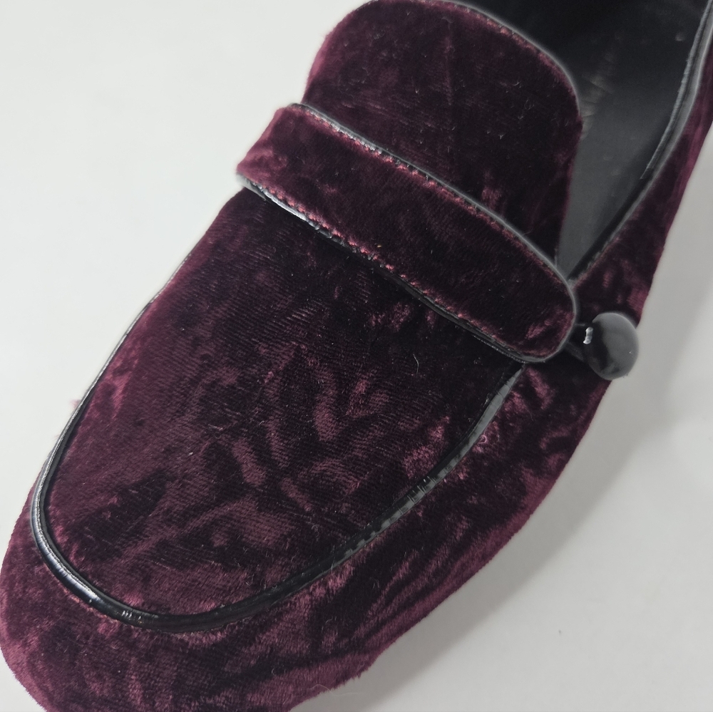 Donald J Pliner Haven Wine Red Crushed Velvet Loafers Flats Size 8.5 - Picture 8 of 11